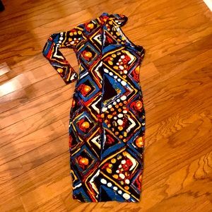 🔥🔥Bold multi color/print one-shoulder bodycon dress